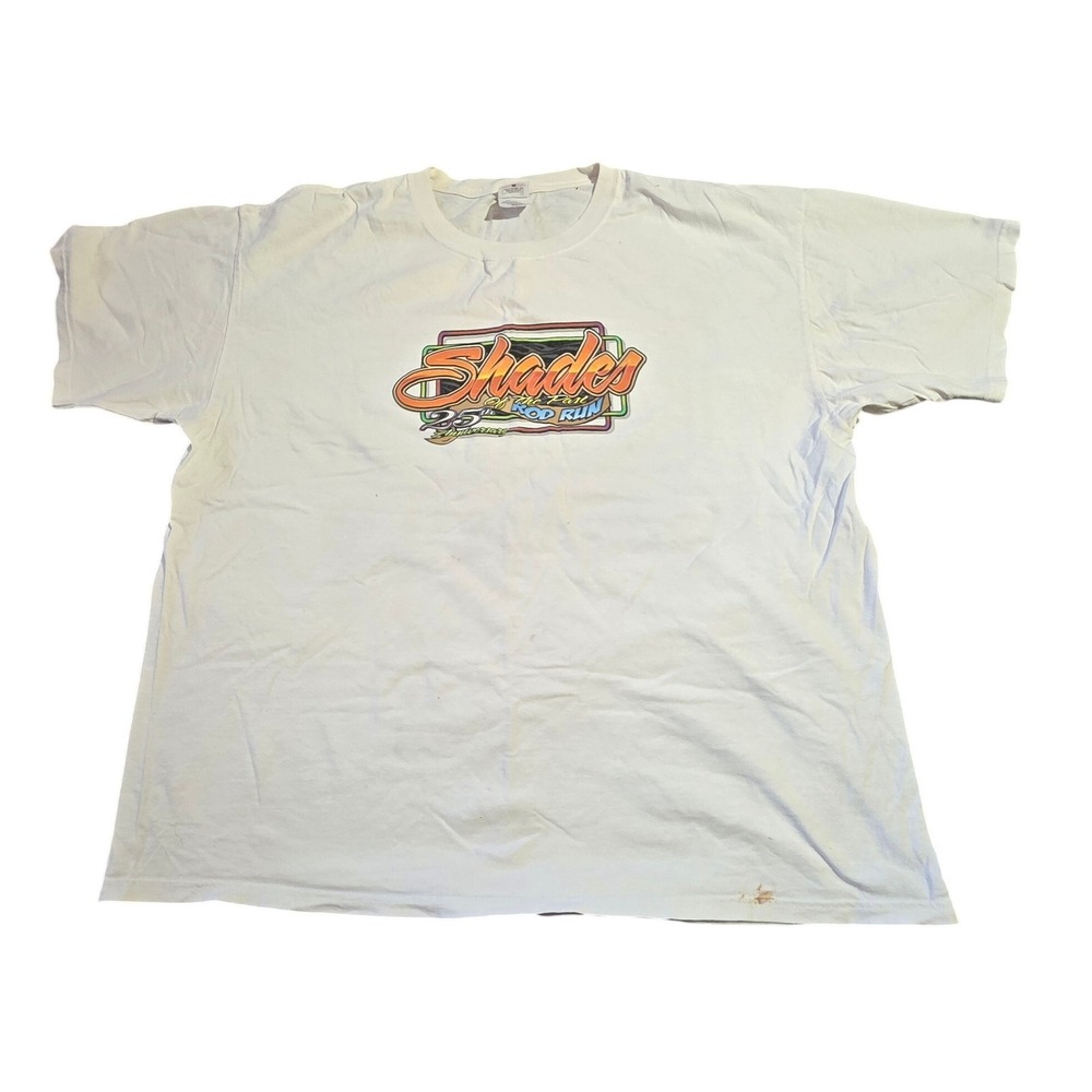 Shades of the Past Rod Run 25th Anniversary T-Shirt White‎ 2XL 2007 Car Show A4